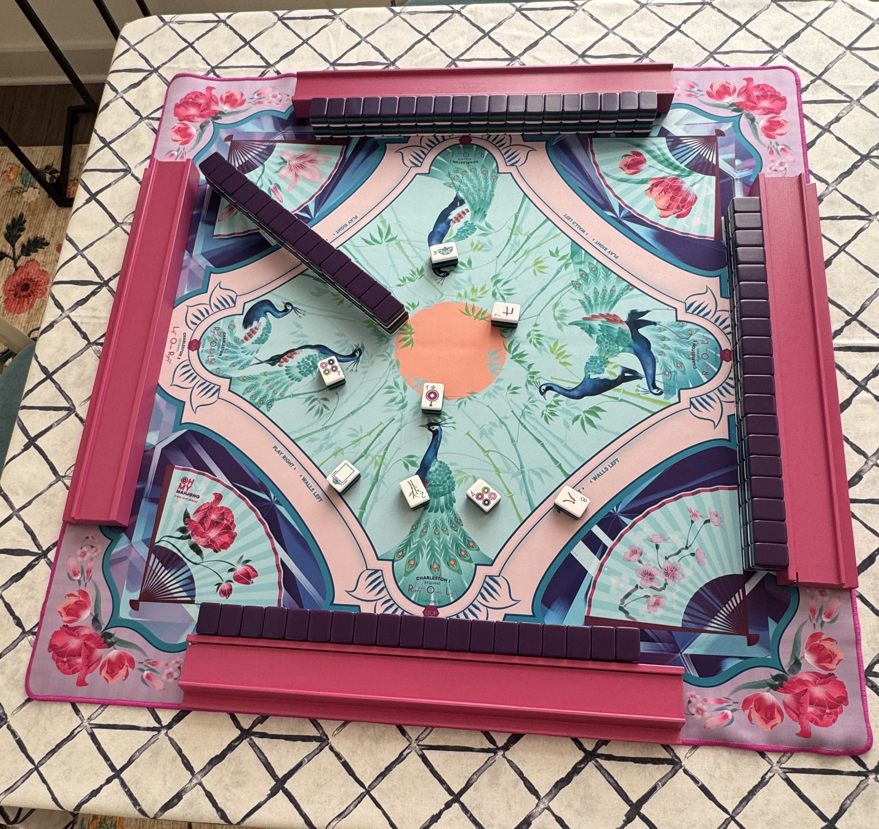 Gemma tiles, Amethyst mat, Hot Pink wooden racks