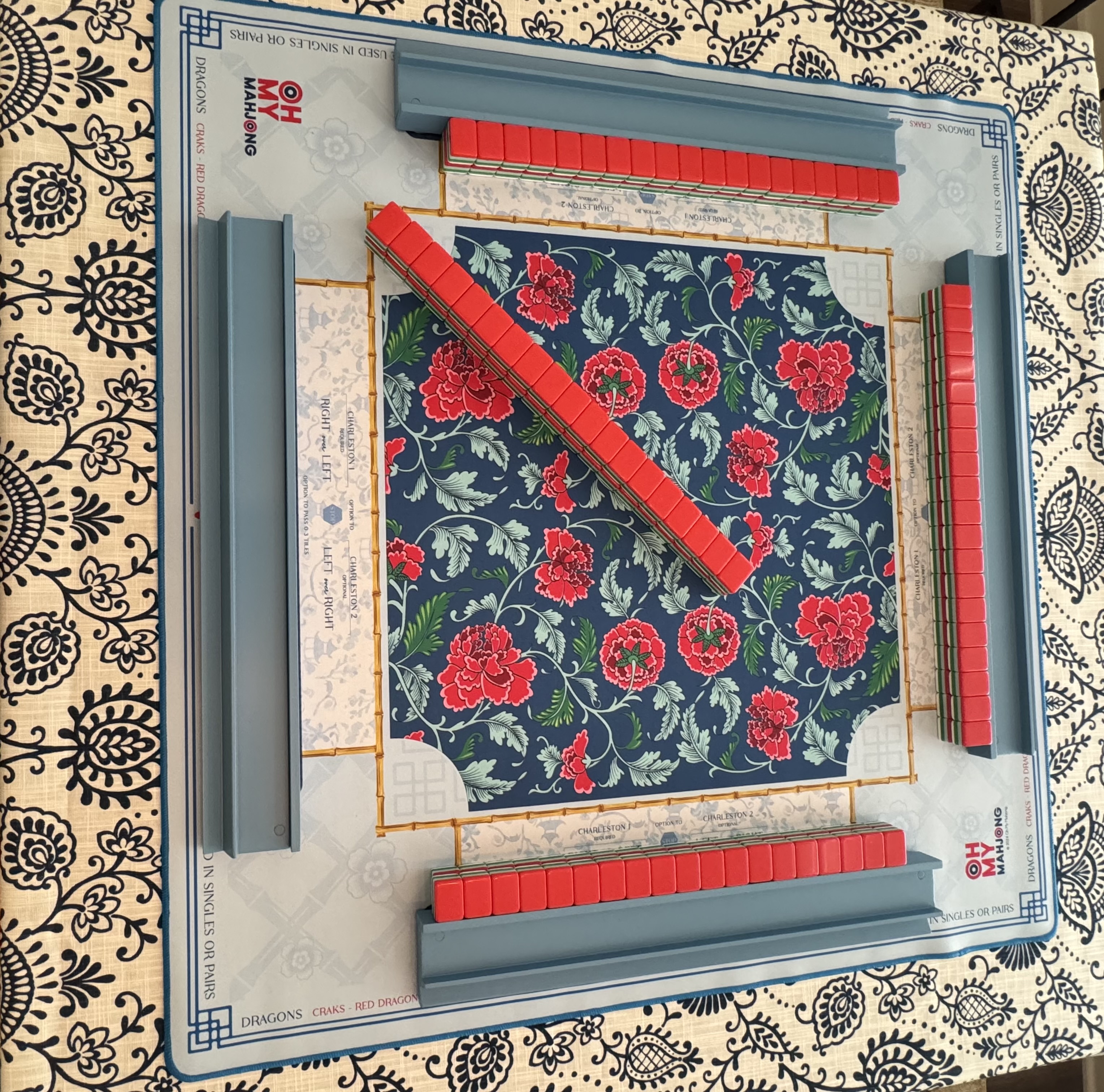 Nantucket tiles, Liberty mat, French Blue wooden racks
